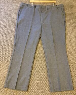 Alexander Lloyd Gray Men's Dress Pants 44W Flat Front Straight Leg Polyester
